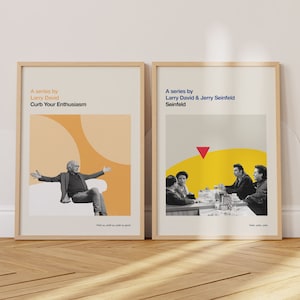 Larry David prints set - Movie poster, retro, mid century modern, vintage art print, minimalist