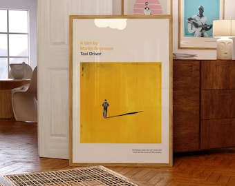 Taxi Driver print - Movie poster, retro, mid century modern, vintage art print, minimalist