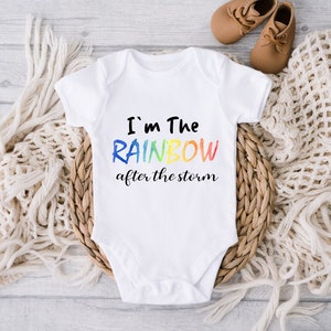 Baby Unisex Vest, Pregnancy Announcement Baby Vest or Grow, Baby Shower Gift, Baby Gift, Rainbow baby gift