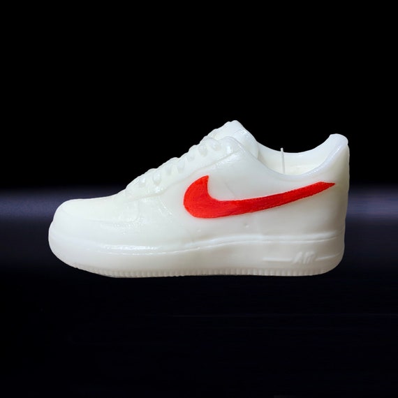 Nike Air Force 1 Low Triple White / Red Candle Vegan Sneaker - Etsy