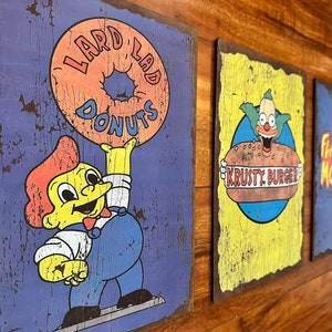 Weathered vintage Simpsons Lard Lad Donuts Wall Sign image 2