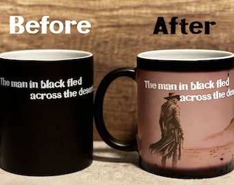 The Gunslinger and Man In Black Quote Mug with Hidden Desert Landscape | Stephen King | Color Changing Mug | Book Fan | Writer | Ceramic Mug