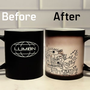 Severance Inspired Color Changing Lumon Mug with Hidden Map | TV Show | Work-Life Balance | Coffee Lovers | 11oz Ceramic Color Changing Mug