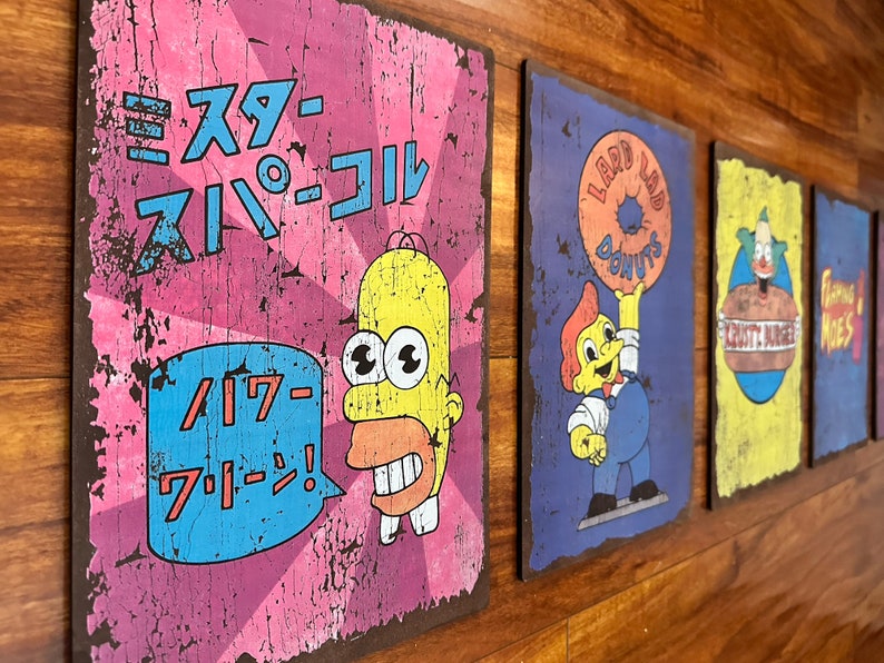 Weathered vintage Simpsons Lard Lad Donuts Wall Sign image 3