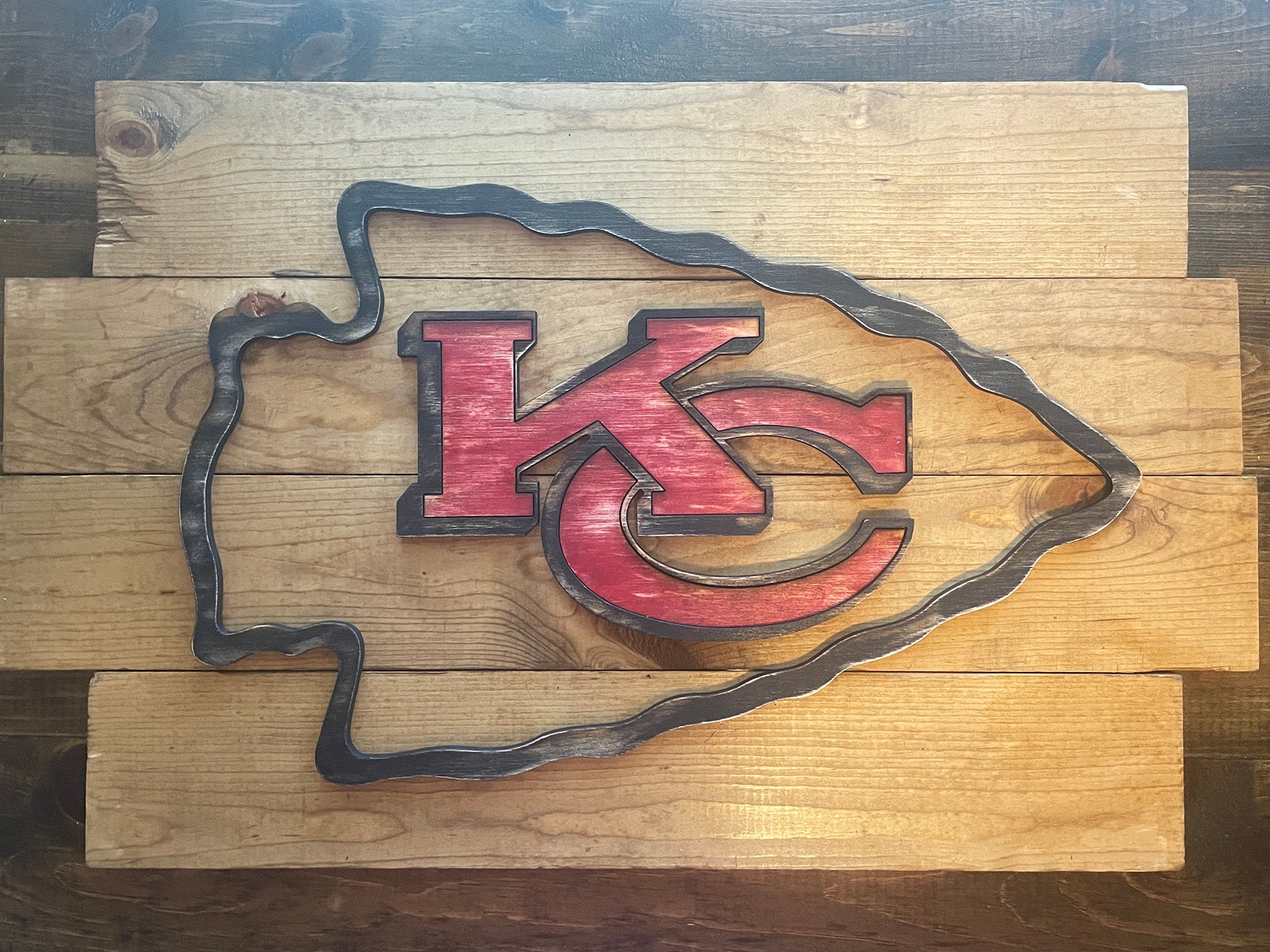 Rustic Wood Pallet Kansas City Chiefs Sign Etsy