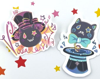 Lyney and Lynette Vinyl Stickers, Fontaine Siblings Cats, Grin-Malkin Cat