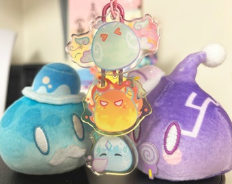 Genshin Impact Slime Acrylic Charm, Genshin Keychain, Anemo, Pyro, Cryo Slime