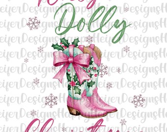 Cute Cowgirl Holly Dolly Christmas png