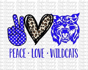 Peace Love Wildcats Blue png
