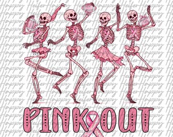 Pink Out October Skeletons Breast Cancer Awareness