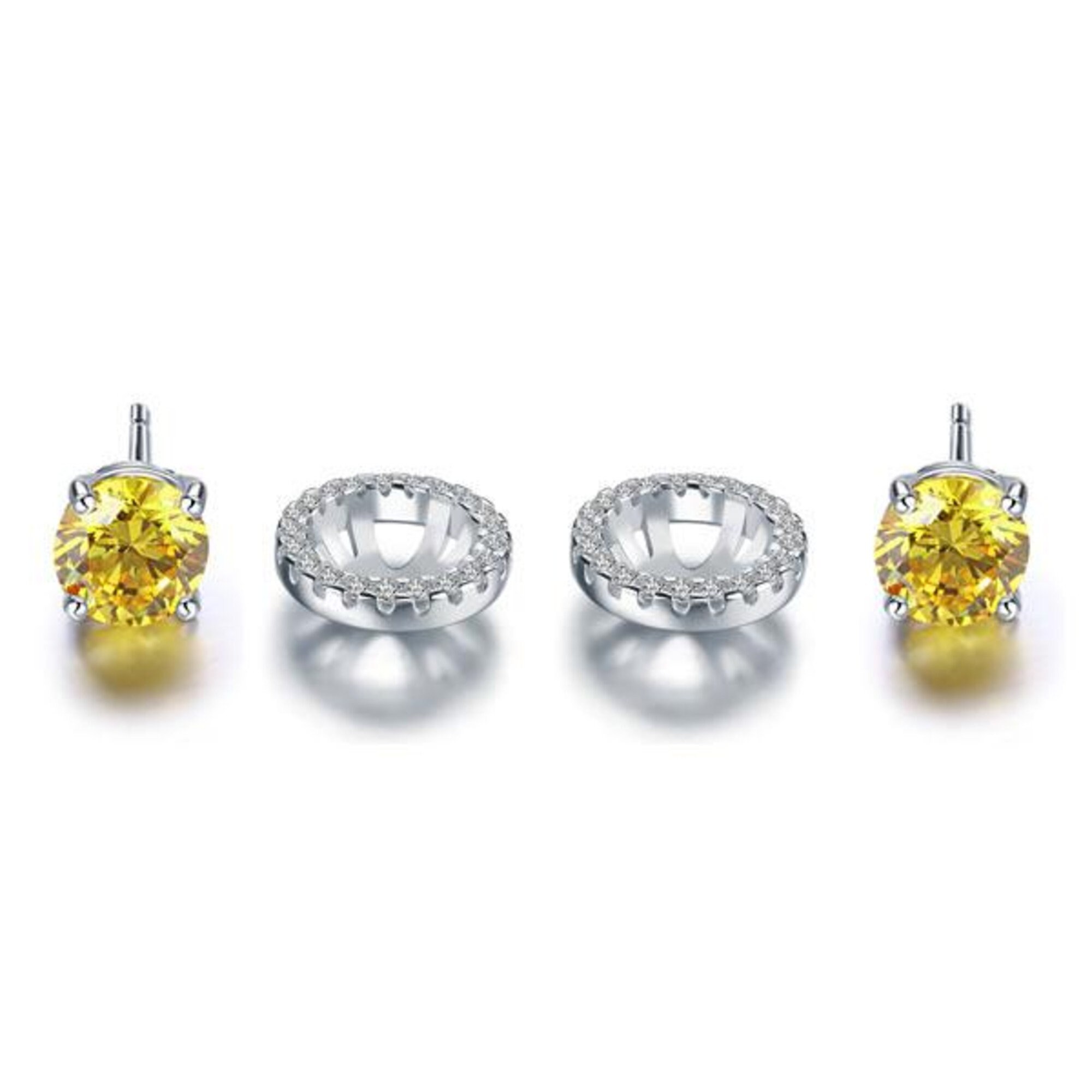 2.50 Ct Round Yellow Diamond Halo Removable Stud Earrings in | Etsy