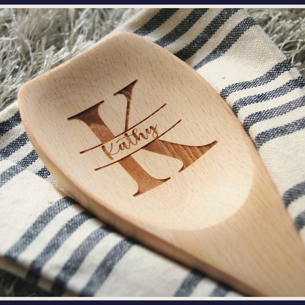 Wood Burned Cooking Spoons,Personalized Laser Engraved  Square Wood Spoon, Holiday Gift, Bridal Shower Gift, Wedding Gift 8.99