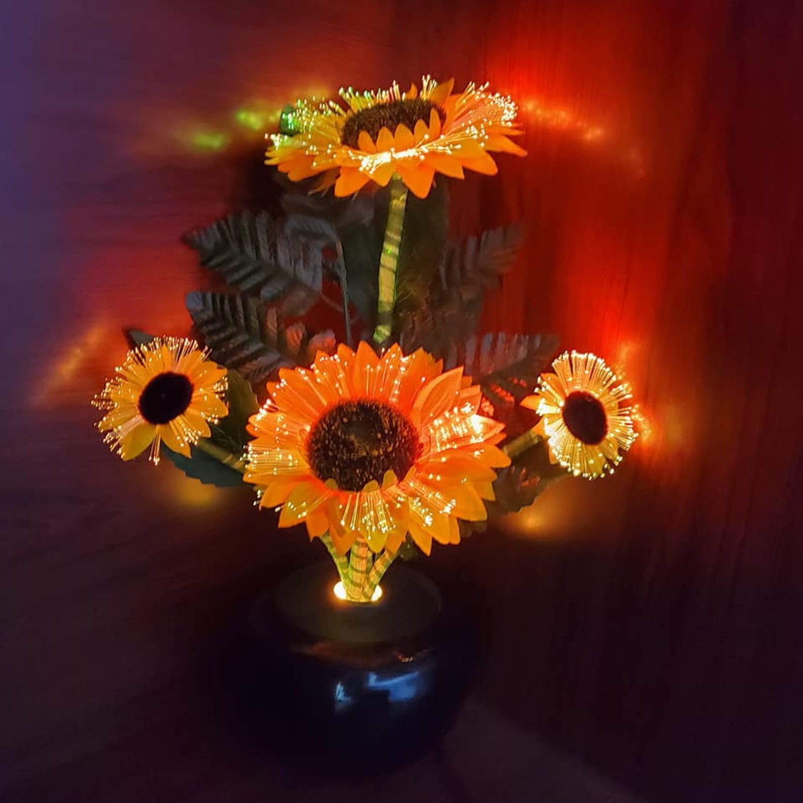 Sunflower Lamp Led Light decorative with fiber optic with 4 Etsy