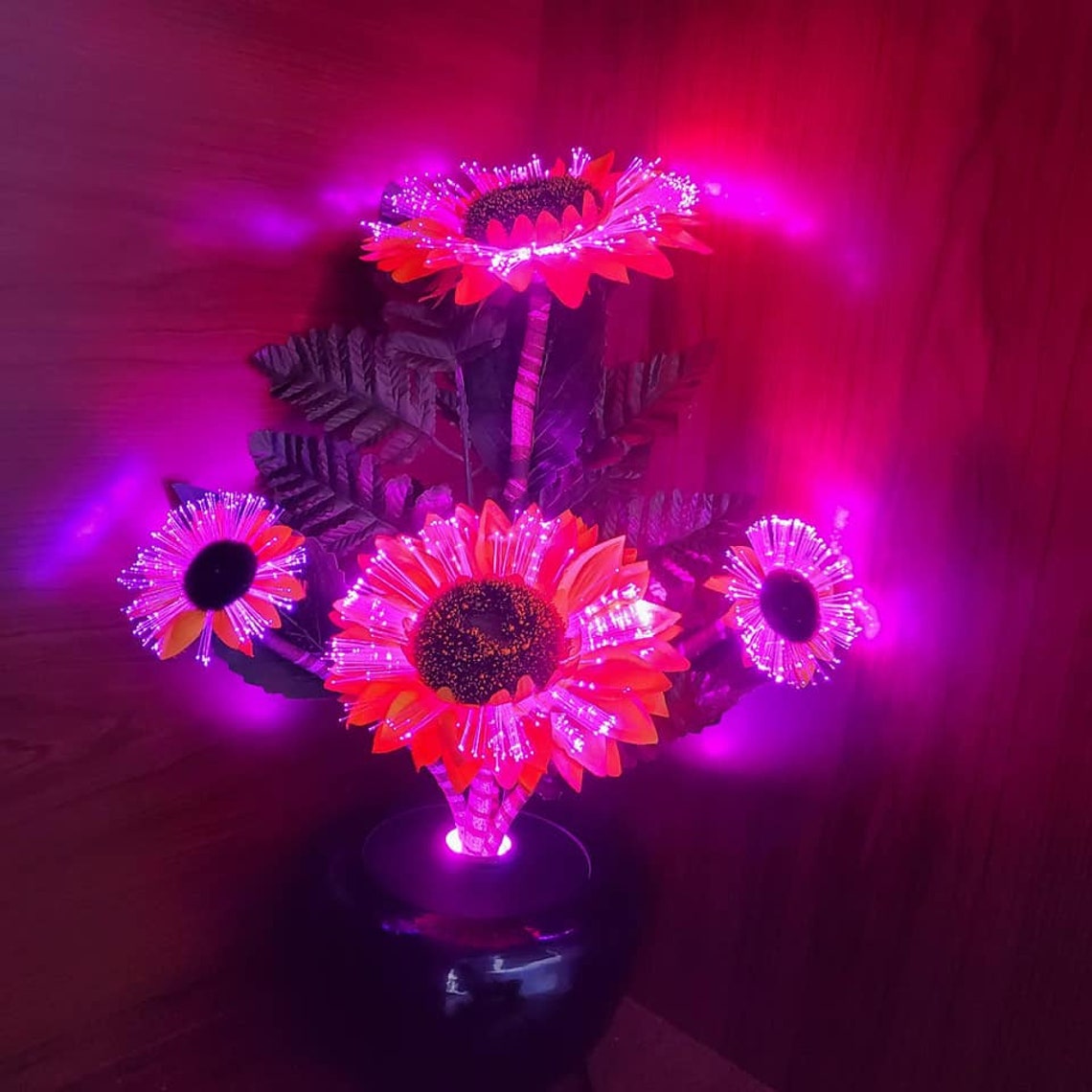 Sunflower Lamp Led Light decorative with fiber optic with 4 Etsy