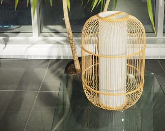 Bamboo Pendant Light, Lamp Wooden Pendant Weaving Bamboo Hanging Lampshade Retro Living Room Lighting