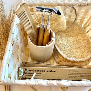 Zero Waste Bathroom Set | Natural Loofah | Organic Bamboo Box | Bamboo Toothbrush|Bamboo Comb| Bamboo Razor|Eco-friendly spa gift sets