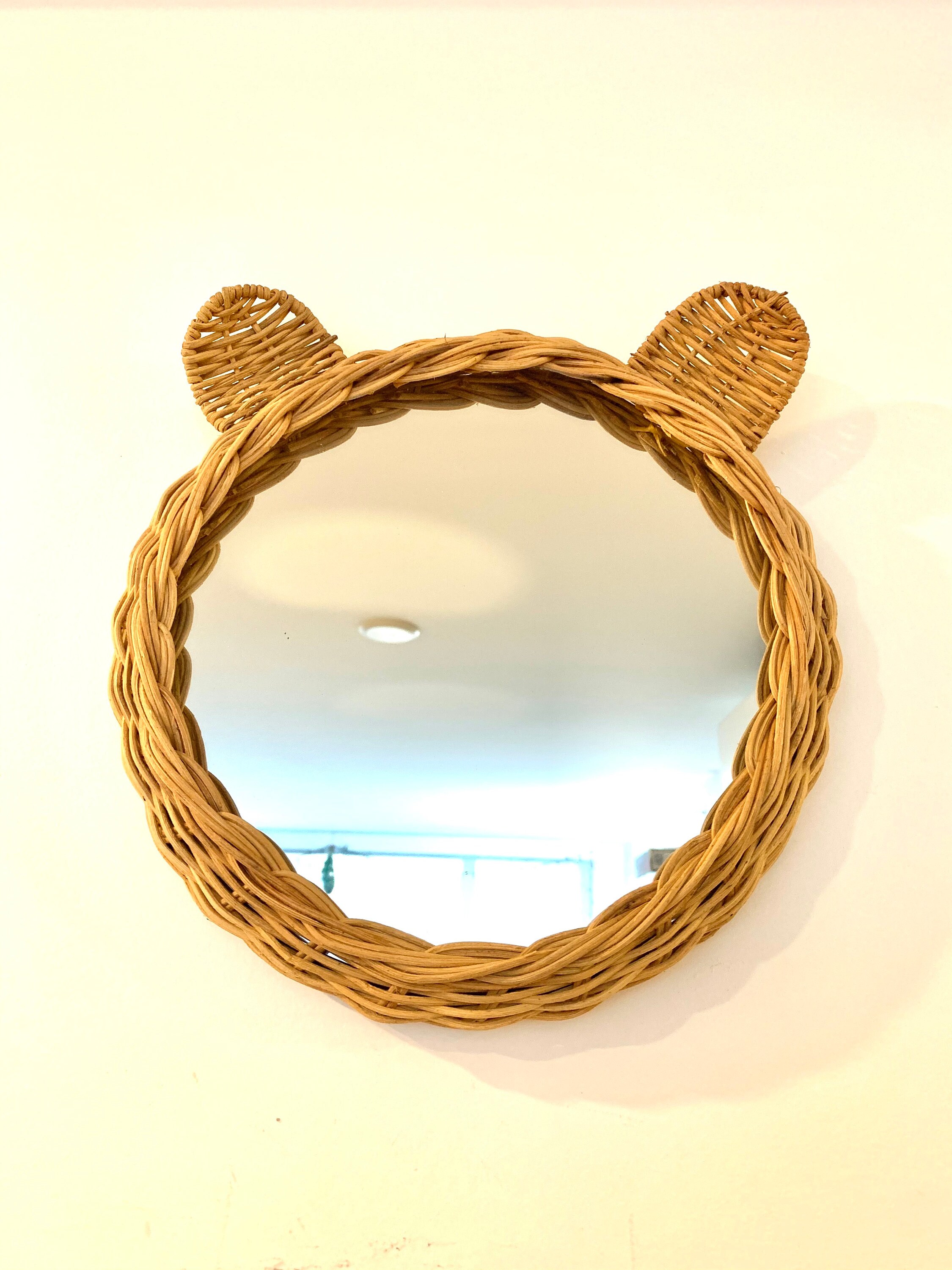 Round Bear Rattan MirrorRound Rattan MirrorCute Animal Etsy