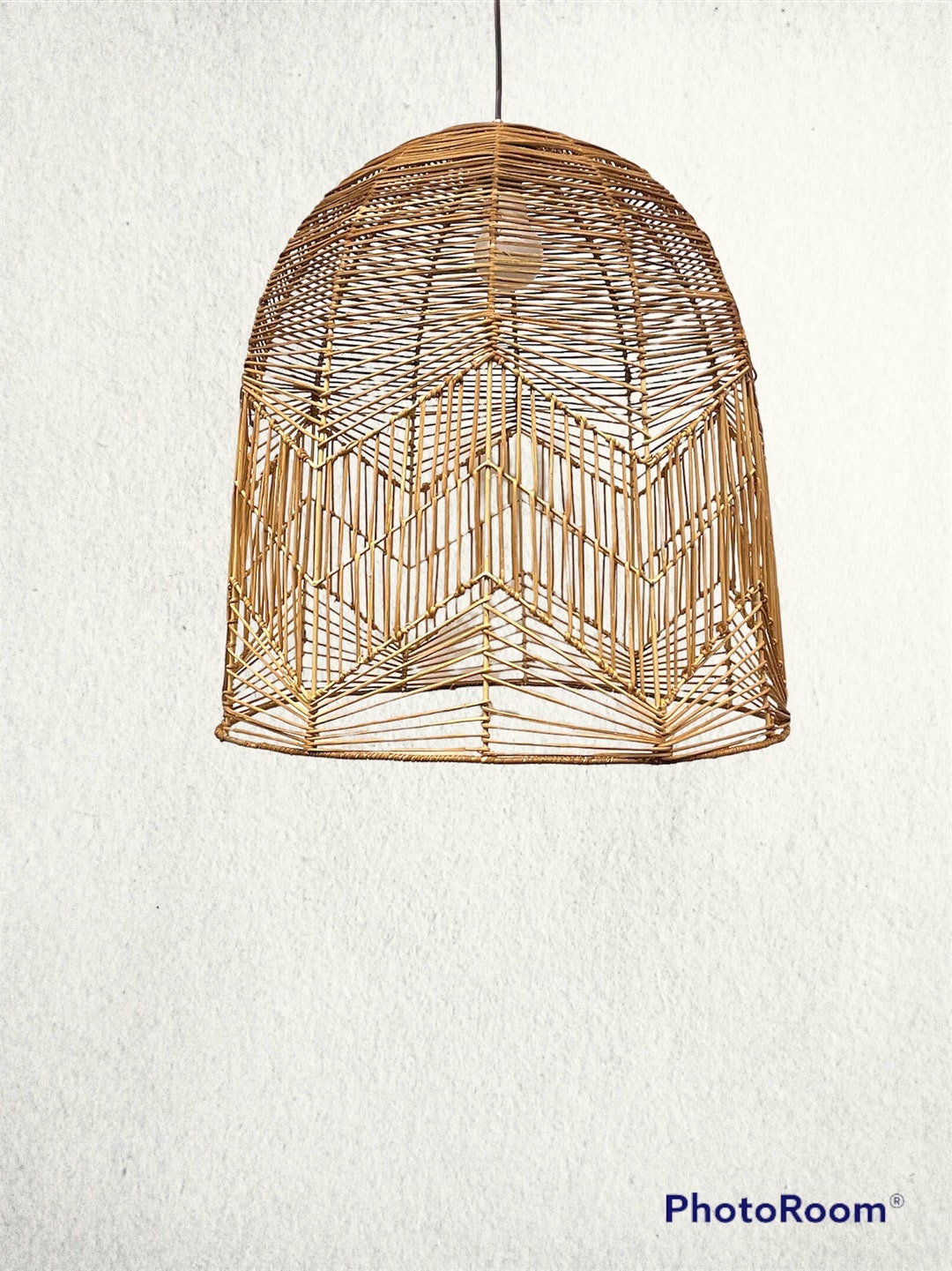 Large D45H50 Rattan LAMPSHADE Handmade Rattan Lampshade, Lamp Wooden