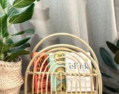 Rattan magazine rack, Vintage magazine newspaper stand in Ratan