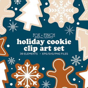 Christmas Cookie SVG Clipart Set, Gingerbread Sugar Cookie Clip Art, Commercial Use Christmas Bundle, Gingerbread Cookie svg png eps vector