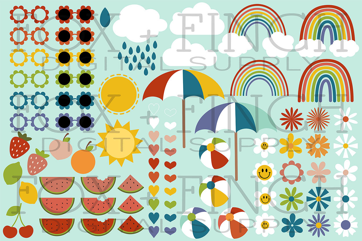 Summer Clipart SVG PNG EPS Commercial Use - Summer Vector Art - Retro ...