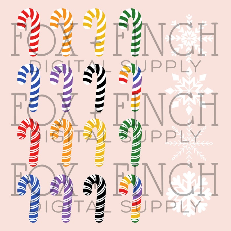 Candy Cane SVG Clipart Set PNG EPS Clip Art Bundle Candy Etsy