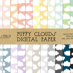 Clouds Digital Paper - Cloudy Sky Digital Backgrounds - Commercial Use Paper Pack - Cloud Background Digital Download - Instant Download