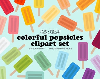 Popsicle Clipart SVG PNG EPS Commercial Use - Summer Clip Art Set -  Ice Lollie Clipart - Popsicles Ice Cream Bundle - Ice pop Icepop
