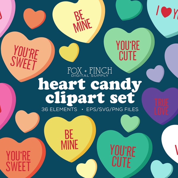 Hearts Candy Conversation SVG EPS PNG, Commercial Use Valentine Clipart, Valentine Sweet Heart Clip Art, Conversation Valentine Vectors