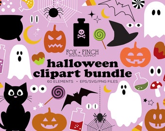 Halloween Clipart Commercial Use SVG PNG EPS - Halloween Clipart Bundle - Cute Halloween Vectors