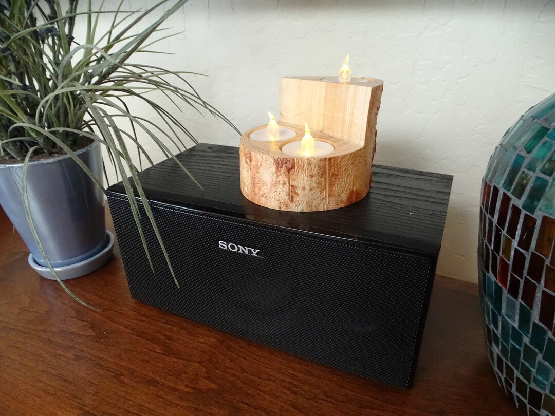 2 Step Log Tea Light Holder With Designs Created by Insects Etsy