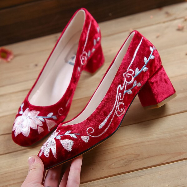 Embroidered Heels - Etsy