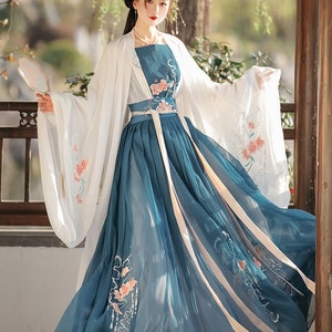 Royal Blue Original Hanfu,big Sleeve Shirt,traditional Chinese Female ...