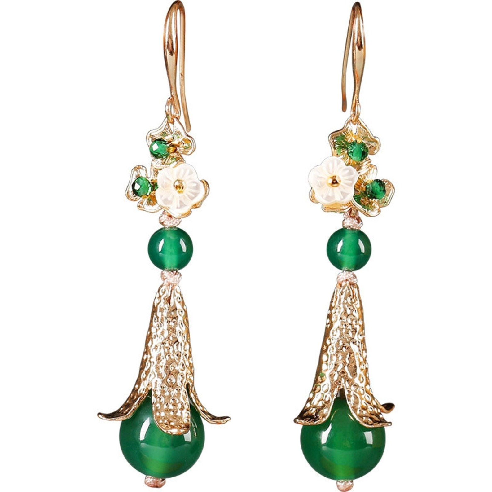 Green Jade Drop Earrings Emerald Sterling Silver Earrings in Etsy UK