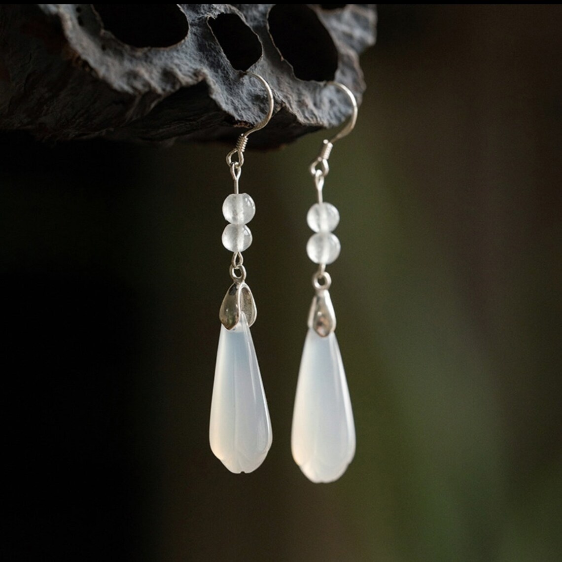 White Jade Drop Earrings Natural Hetian Jade Earrings With 3 Etsy Norway