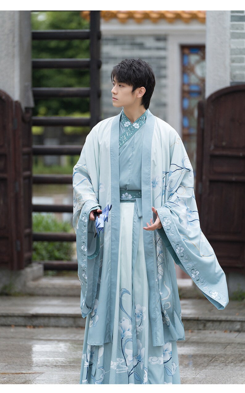 Modern Unisex Hanfu Blue Ancient Couple Outfit Three-piece - Etsy