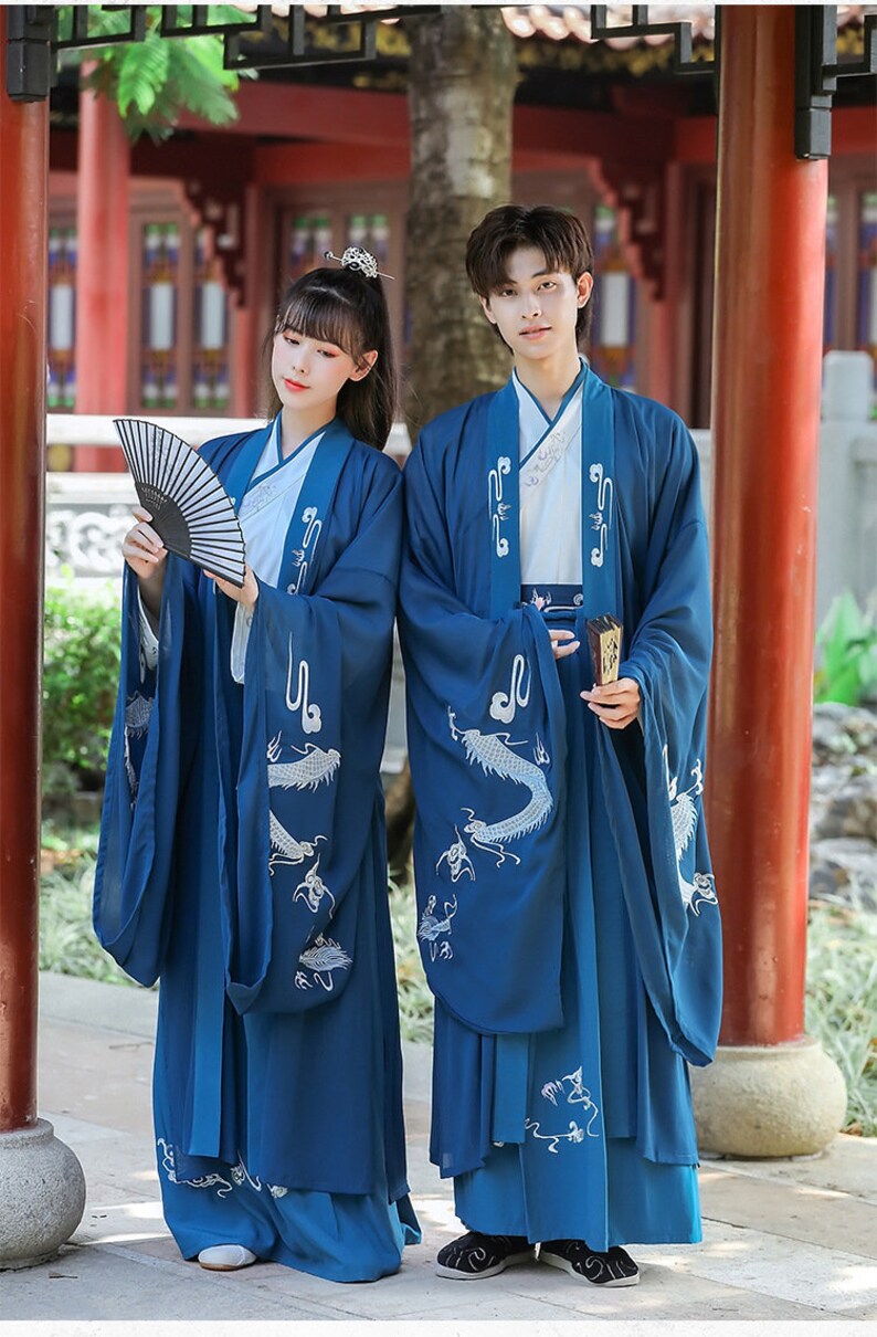 Blue Modern Unisex Jacquard Hanfu Chinese Ancient Couple - Etsy