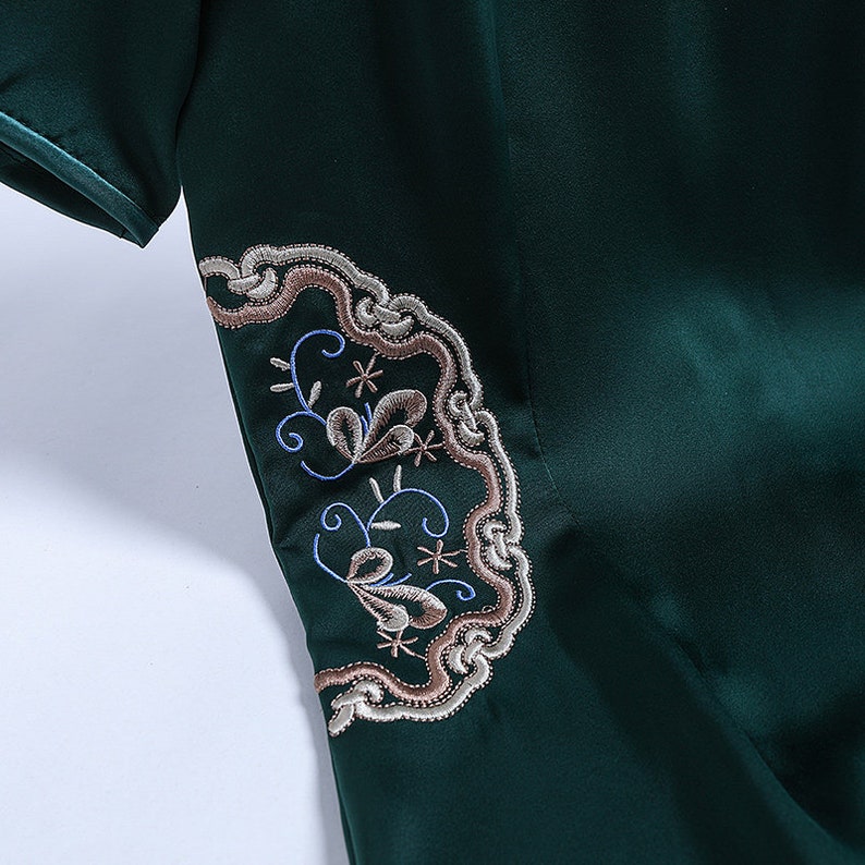 Dark Green Qipao With Silky Acetate Satin Fabric Vintage - Etsy