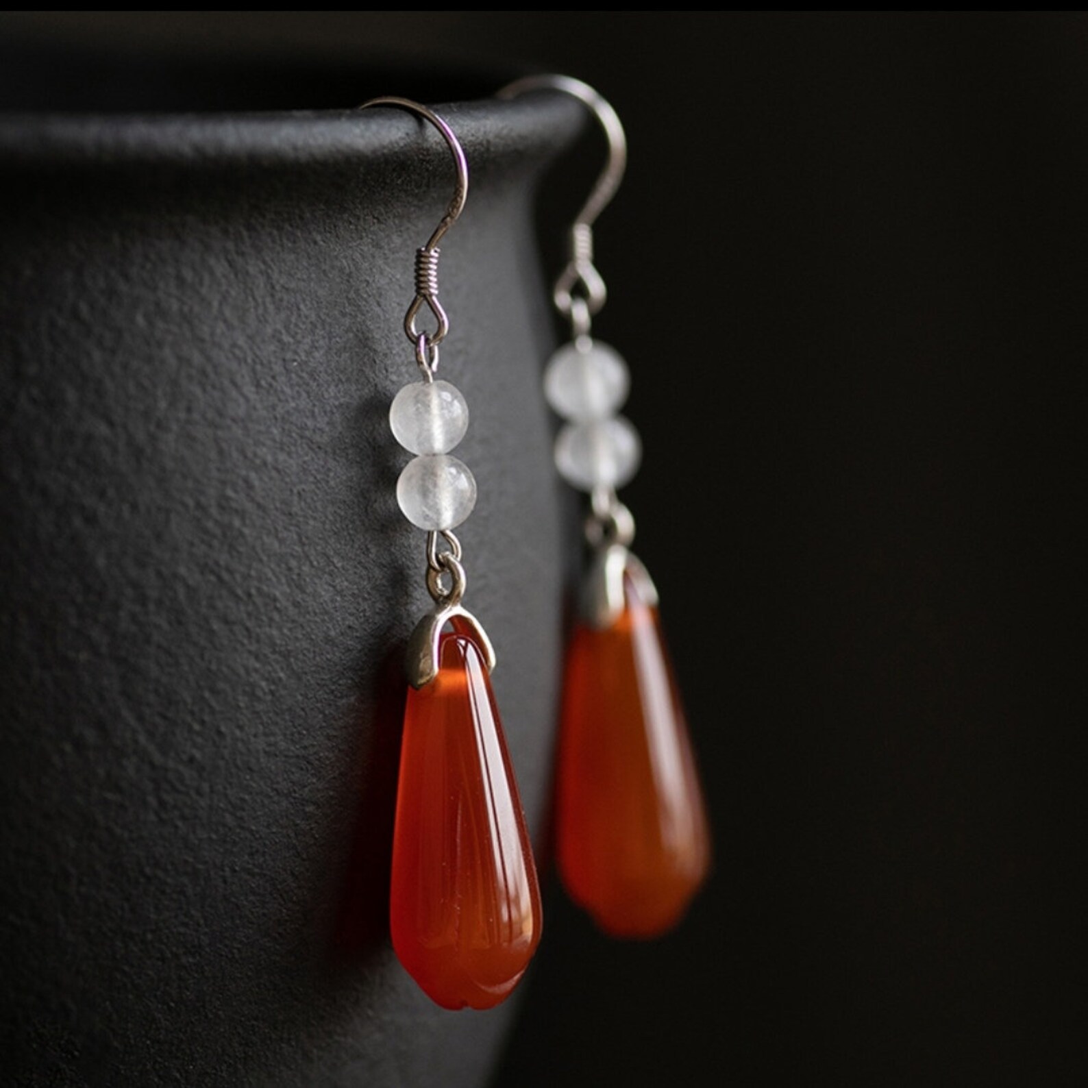 White Jade Drop Earrings Natural Hetian Jade Earrings With 3 Etsy Norway