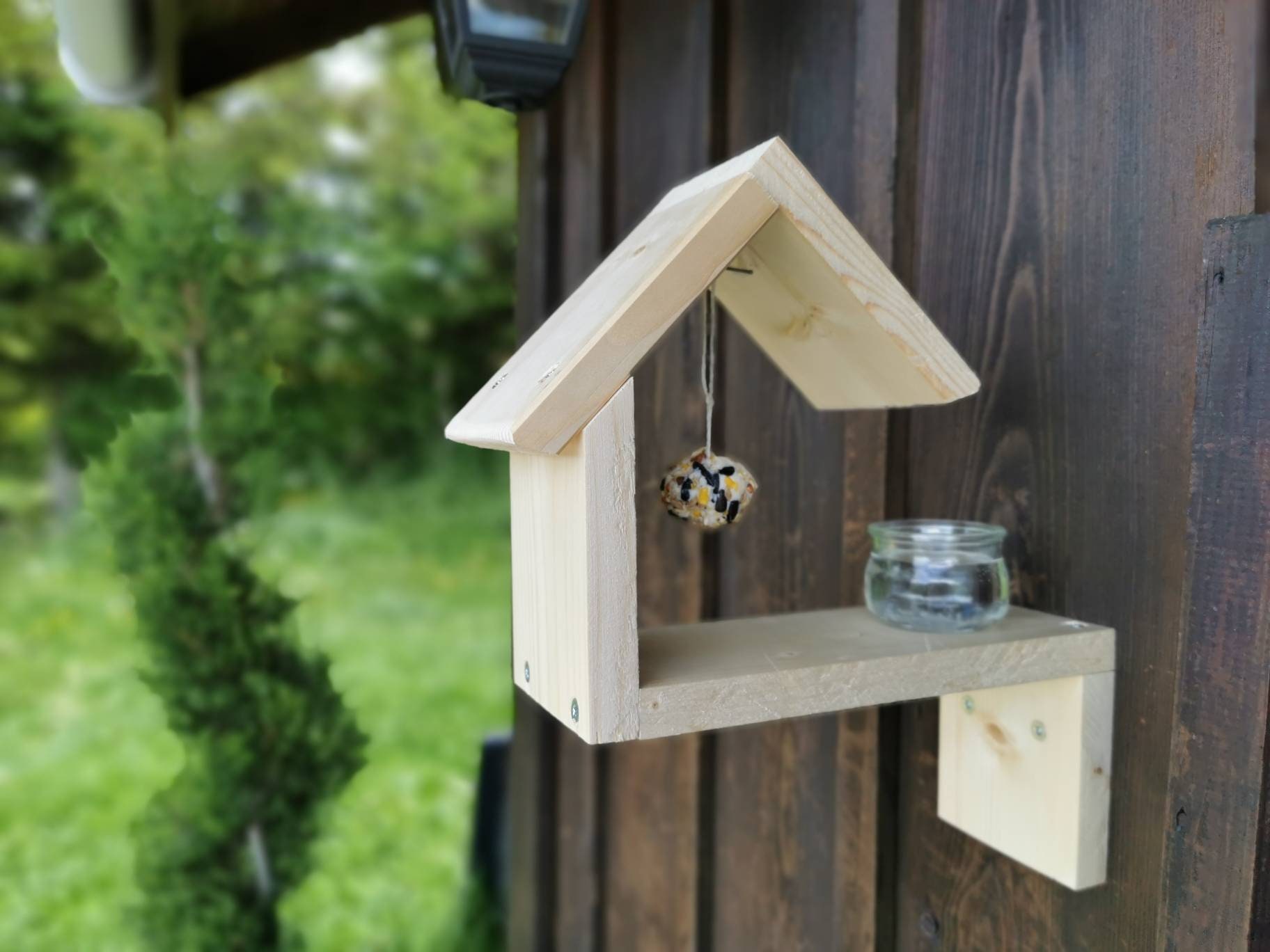 Mangeoire Pour Oiseaux en Bois Massif, Idéal Les de Jardin, à Installer sur Votre Bacon, Un Mur ou D