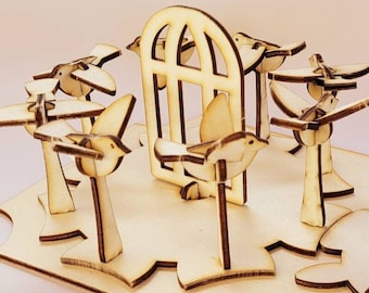 Bird 3D Zoetrope laser cutter plans - SVG DXF