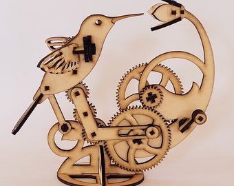 Hummingbird and Flower Automaton Laser Cut plans SVG DXF