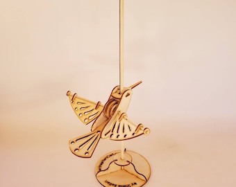 Wooden Hummingbird pole pet automata