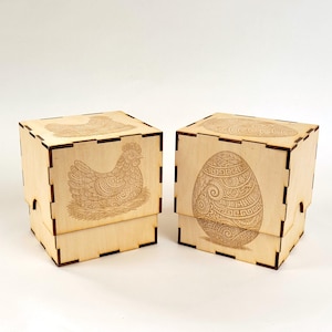 Chicken And Egg Box Magic Trick laser cut files, svg dxf pdf, gozinta box