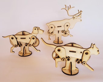 Dog and Cat Running Automata Laser Cutting plans svg dxf