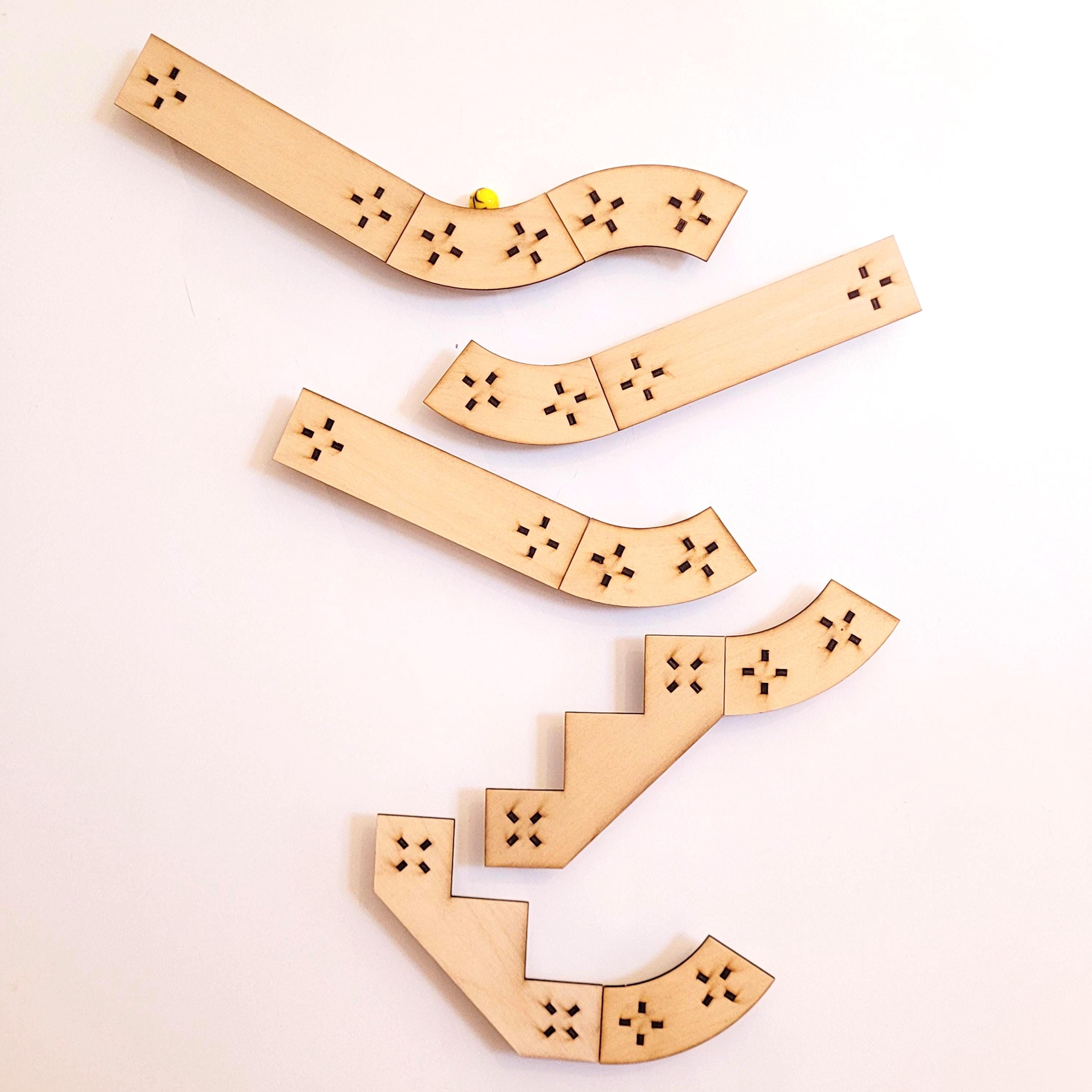 Magnetic Marble Run Kit for Fridge or Whiteboard - configurable wooden track — image 7 of 8