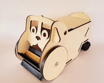 Plans for Ride On Toddler Toy - Dog Floor Sweeper, DXF SVG PDF, Laser Cutter, Scroll Saw