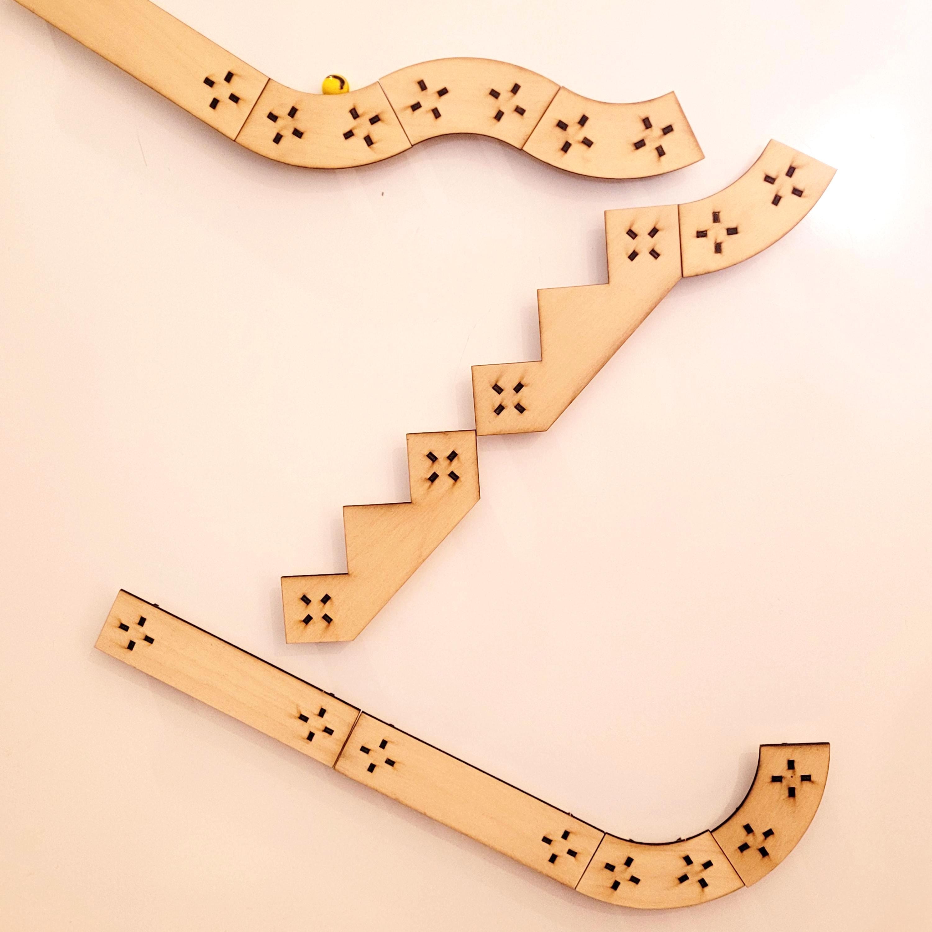 Magnetic Marble Run Kit for Fridge or Whiteboard - configurable wooden track — image 3 of 8