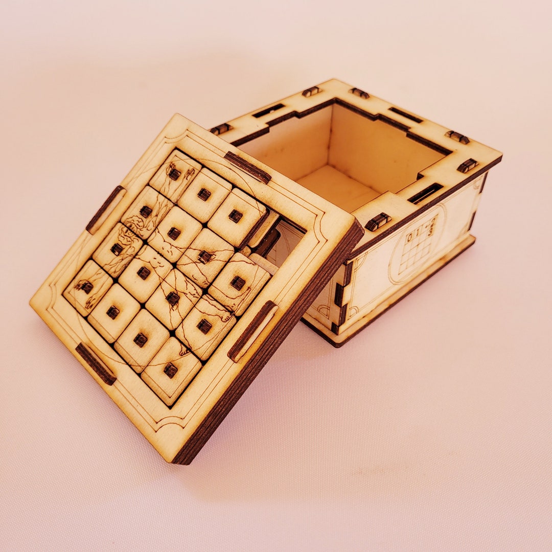 Slide Picture Puzzle Box Plans SVG DXF PDF Davinci's Vitruvian Man Etsy