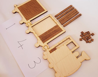 Chocolate Train Counting Squares: Educational Math Toy SVG DXF (Digital Download)